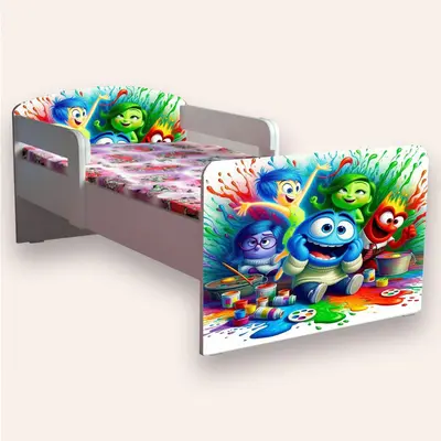 Pat Copii Inside Out Mic 2-6 ani 130x60 cm cu paravane laterale si Saltea SafeNest CMG51893459485012