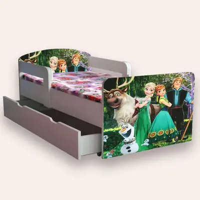 Pat Copii cu FROZEN VARIANTA 2 Mic 2-6 ani 130x60 cm varianta cu sertar Fara saltea CMG51894023192916