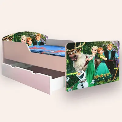 Pat Copii cu FROZEN VARIANTA 2 Mic 2-6 ani 130x60 cm varianta cu sertar Fara saltea CMG51894018539860