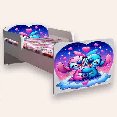 Pat Copii cu LILO SI STITCH Mic 2-6 ani 130x60 cm cu paravane laterale Fara saltea CMG51893955690836