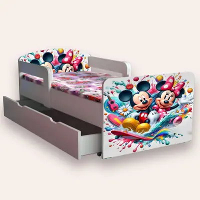 Pat Mickey Si Minnie Cu Manere Mare 2-12 Ani Cu Sertar Cu Saltea Inclusa 160x80 Cmg49440461554004