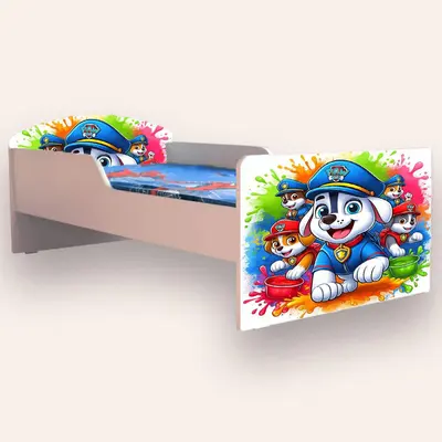 Pat copii Paw Patrol Varianta 4 Mic 2-8 Ani Simplu Cu Saltea Inclusa 140x70 Cmg50494411178324