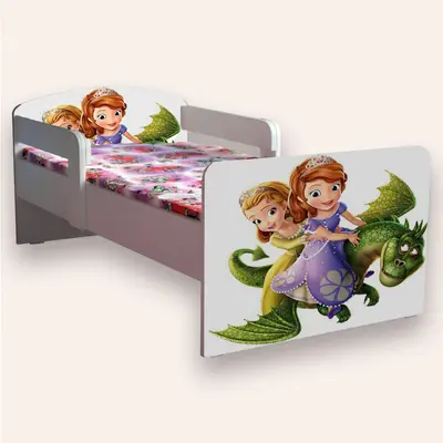 Pat Sofia cu paravane laterale 2 Mic 2-6 ani 130x60 cm cu paravane laterale Saltea SafeNest CMG51886562804052