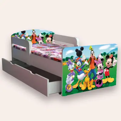 Patut copii de gradinita cu CLUBUL LUI MIKY Mic 2-6 ani 130x60 cm varianta cu sertar Fara saltea CMG51894282518868