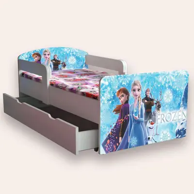 Pat Fete Frozen Together Cu Manere Mare 2-12 Ani Cu Sertar Cu Saltea Inclusa 160x80 Cmg48226937110868