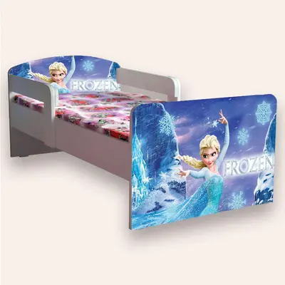 Patut copii de gradinita cu Frozen Mic 2-6 ani 130x60 cm cu paravane laterale Fara saltea CMG51894070706516