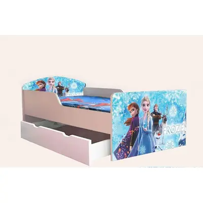 Patut copii de gradinita cu Frozen Together Mic 2-6 ani 130x60 cm varianta cu sertar cu saltea SafeNest CMG51894140928340