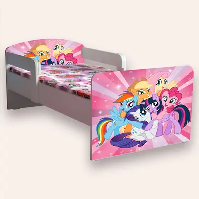 Pat Copii Little Pony Varianta 2 Mare 2-12 Ani Cu Manere Cu Saltea Inclusa 160x80 Cmg46968549179732