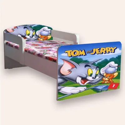Pat Copii Tom Si Jerry Mare 2-12 Ani Cu Manere Cu Saltea Inclusa 160x80 Cmg46521039880532