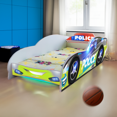 Pat Masina Police Mare 2-12 Ani Pentru Saltele 160x80 Cu Saltea Inclusa Cmg46640666313044
