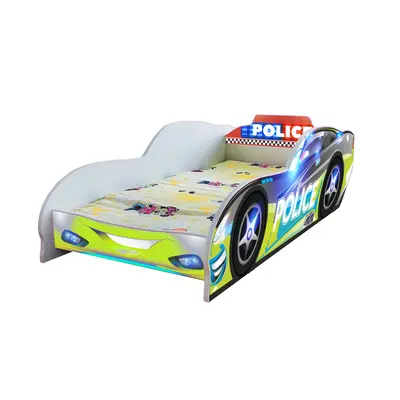 Pat Masina Police Pentru Baieti 2-8 Ani Pentru Saltele 140x70 Varianta fara Saltea Cmg46640666214740