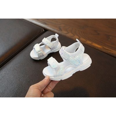 Sandale albe cu sclipici pentru fetite mdsd30