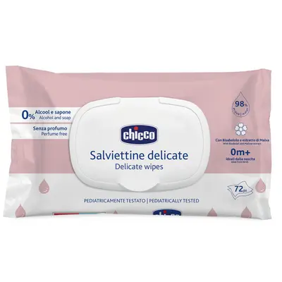 Servetele umede Chicco cu clapeta, fara alcool si sapun, 72bucati, 0luni+ CHC1205060-7