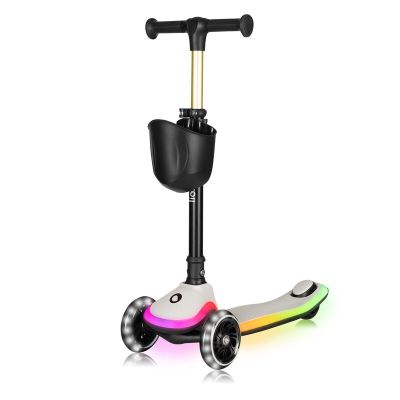 Trotineta pentru copii, Lionelo, Mey, Ultrapliabila, Cu lumini si cosulet, Maner ajustabil pe inaltime, 3 ani+, Pana la 50 Kg, Ultra usor, 2.8 kg, Conform cu standardul EN71-1/2/3, Certificata Intertek, Bej BYNLO-MEY_BEIGE_SAND