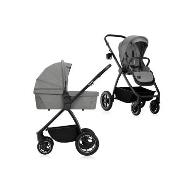 Carucior 2 in 1, Lionelo, Meril, Cu landou si scaun cu dimensiune XL, Reversibil, Cu sistem de ventilatie 3D, Cu accesorii, Pana la 22 kg, Conform cu EN1888-1 EN1888-2, EN1466, Gri BYNLO-MERIL_2IN1_GREY_STONE