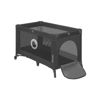 Patut pliant, Lionelo, Stefi, Cu un nivel, Cu intrare laterala cu fermoar, 2 roti, 120x60 cm, Conform cu standardul european de securitate EN 716, Negru BYNLO-STEFI_BLACK_CARBON