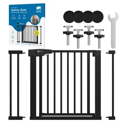 Poarta de siguranta pentru scari SIPO, Black, operare cu o mana, 75-103 cm EKDSBS-SG02