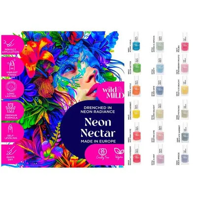 Display cu 36 bucati Lac de unghii Neon Nectar, Wild & Mild