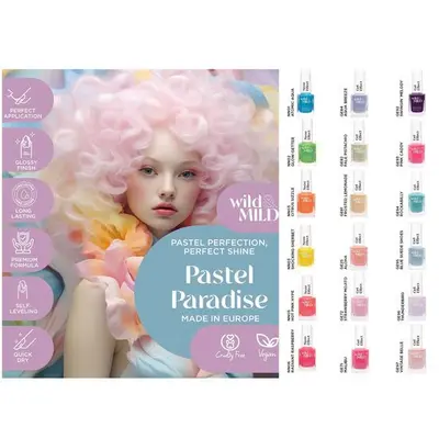 Display cu 36 bucati Lac de unghii Pastel Paradise, Wild & Mild
