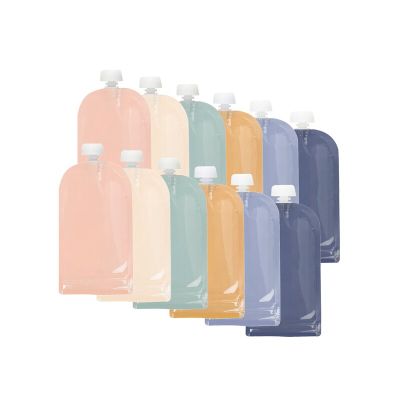 Set 12 pungi reutilizabile, Jane, Pentru hranire, Inchidere ermetica, 10x17 cm, 100 ml, BPA-free si testat LFGB, Multicolor BYN8420421091623