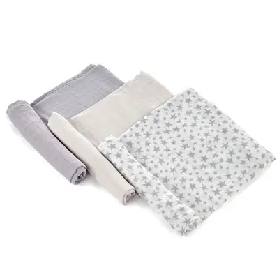 Set 3 scutece, Jane, Din muselina de bambus, Hipoalergenice, 80 x 80 cm, Star BYN8420421089156