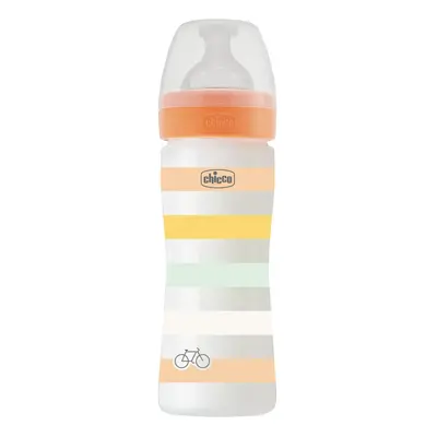 Biberon Chicco WellBeing PP, tetina s., flux mediu, 250ml, orange, 2luni+ CHC2862331-7