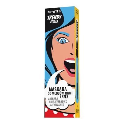 Mascara Colorată 3în1, pentru par, gene si sprancene, Azure Blue, Trendy, Venita, 13g
