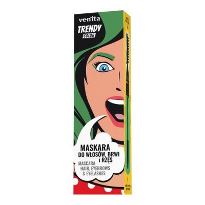 Mascara Colorată 3în1, pentru par, gene si sprancene, Emerald Green, Trendy, Venita, 13g