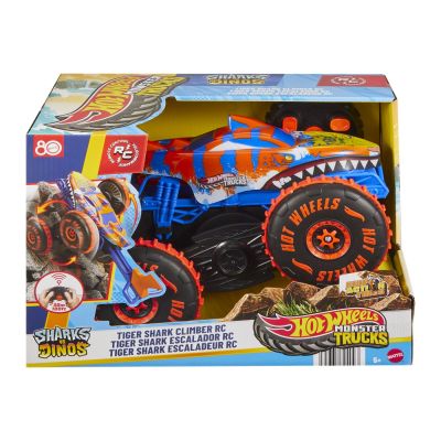 HOT WHEELS MONSTER TRUCK SHARKS VS DINOS MASINA CU TELECOMANDA TIGER SHARK CLIMBER VIVMTJFR39