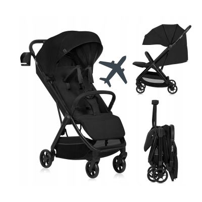 Carucior sport, Lionelo, Julie Air, Greutate redusa - 7.5 kg, Sustine 22 kg, 6 luni+, Capotina impermeabila, Protectie SPF 50+, Include suport sticla, Pliere compacta pentru calatorii, Conform cu EN1888-1 si EN1888-2, Negu Onyx BYNLO-JULIE_ AIR_BLACK_ONYX