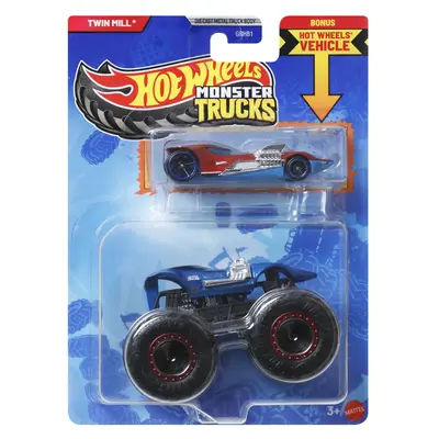 HOT WHEELS MONSTER TRUCK SI MASINUTA METALICA TWIN MILL VIVMTGRH81_JCG34