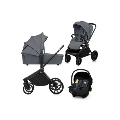 Carucior 3 in 1, Lionelo, Mika Plus, Cadru din aluminiu, Cu landou intarit si salteluta moale, Scoica auto, Reversibil, Cu sistem de ventilatie 3D, Maner ajustabil, Cu accesorii, Pana la 22 kg, EN1888-1 EN1888-2 EN1466 ECE R129, Gri BYNLO-MIKA_PLUS_3IN1_G