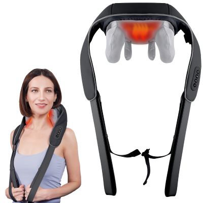 Aparat Masaj Cervical Hands-Free Suporto pentru Relaxare Musculara, Rola de Masat Shiatsu 5D care Imita Masajul Uman, Functie Incalzire, Reduce Stresul si Oboseala, Amelioreaza Durerile pentru Gat, Umeri si Spate, Intensitate Reglabila, Negru SPTAMG3N