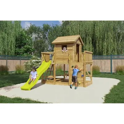 Complex de joaca din lemn fungoo mars cu casuta, leagane si masa de picnic 0802pk - okefu0802pk