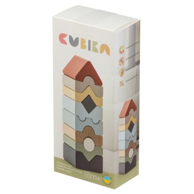 Jucarie din lemn Cubika, Set Constructii Turn - 10 piese KRT16082