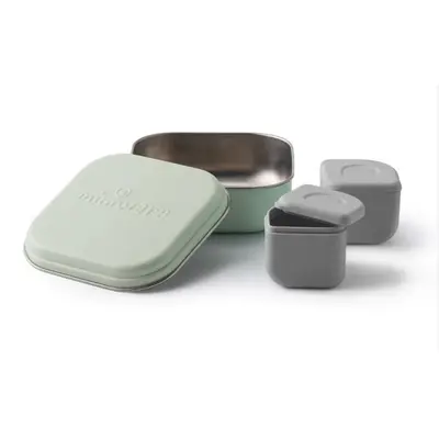Set cutie cu 2 silipods pentru mancare bebelusi miniware grow bento, 3 piese, keylime+grey mw_gbk2g