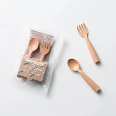 Set de tacamuri bebelusi miniware my first cutlery, 100% din materiale naturale biodegradabile, toffee mw_mwmfct