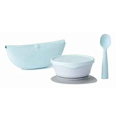 Set diversificare hrana bebelusi miniware first bites, 100% din materiale naturale biodegradabile, 4 piese, aqua mw_mwfbdaa