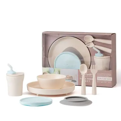 Set diversificare hrana bebelusi miniware little foodie, 100% din materiale naturale biodegradabile, 6 piese, vanilla aqua mw_mwlfva
