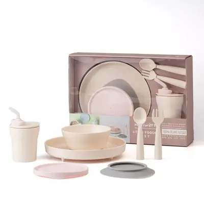 Set diversificare hrana bebelusi miniware little foodie, 100% din materiale naturale biodegradabile, 6 piese, vanilla+cotton candy mw_mwlfvc