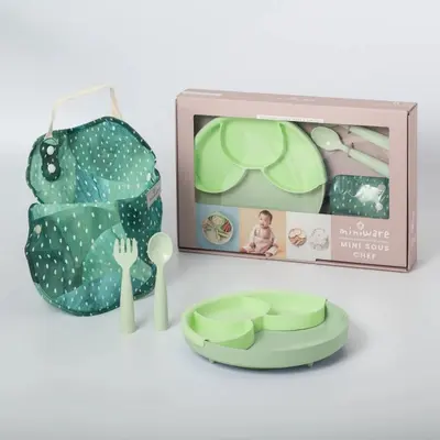 Set diversificare hrana bebelusi miniware mini sous chef 100% din materiale naturale biodegradabile, 6 piese, hot succulent mw_mschs-t