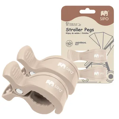 Cleme multifunctionale pentru carucior, 2 bucati, Beige EKDSCA-20BE