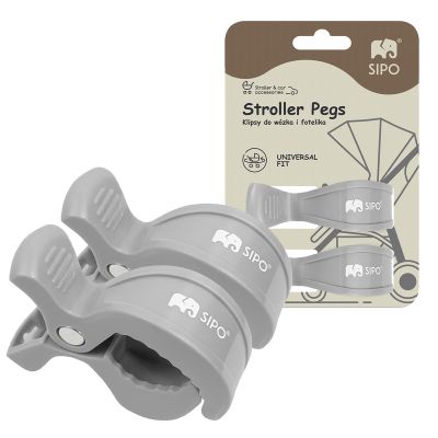 Cleme multifunctionale pentru carucior, 2 bucati, Grey EKDSCA-20LG