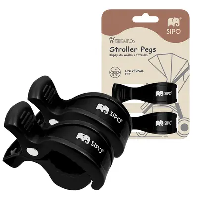 Cleme multifunctionale pentru carucior, 2 bucati, Negru EKDSCA-20BL