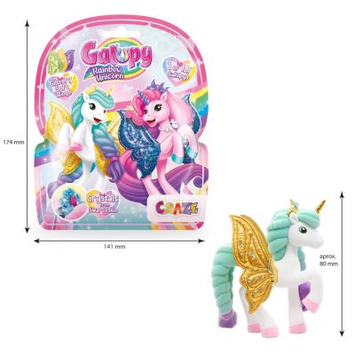 Craze - Galupy figurina Unicorn curcubeu cu aripi sclipitoare si coroana decorata cu un cristal Swarovski ARTCRZ69578