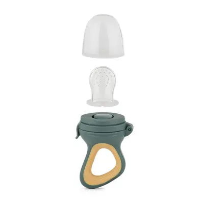 Dispozitiv de hranire, Petite&Mars, Pentru fructe si legume, Include capac de protectie, 6+ luni, Verde/Ocru BYN581799