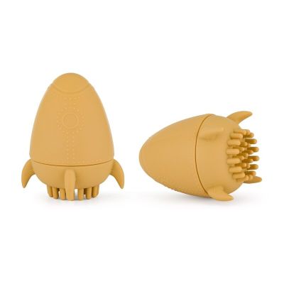 Jucarie pentru baie, Petite&Mars, Splashy Rocket, Din silicon, Fara BPA, 6 luni+, 11x7.5x7.5 cm, Ocru BYN607819