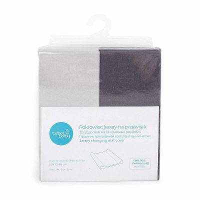 Set 2 huse, Ceba Baby, Pentru saltea de infasat, 50x70 cm, Certificat Oeko-Tex Standard 100, Bumbac, Dark/ Light Grey BYNW-820-117-026