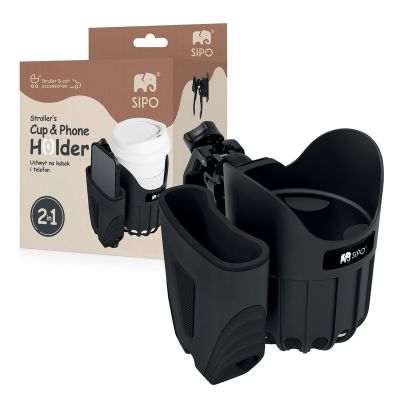 Suport 2in1 pentru pahar si telefon, universal, negru, Sipo EKDSCA-03