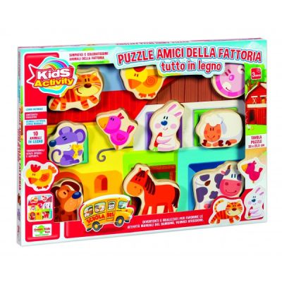 Puzzle lemn RS Toys cu animale domestice in relief SOLRS11167